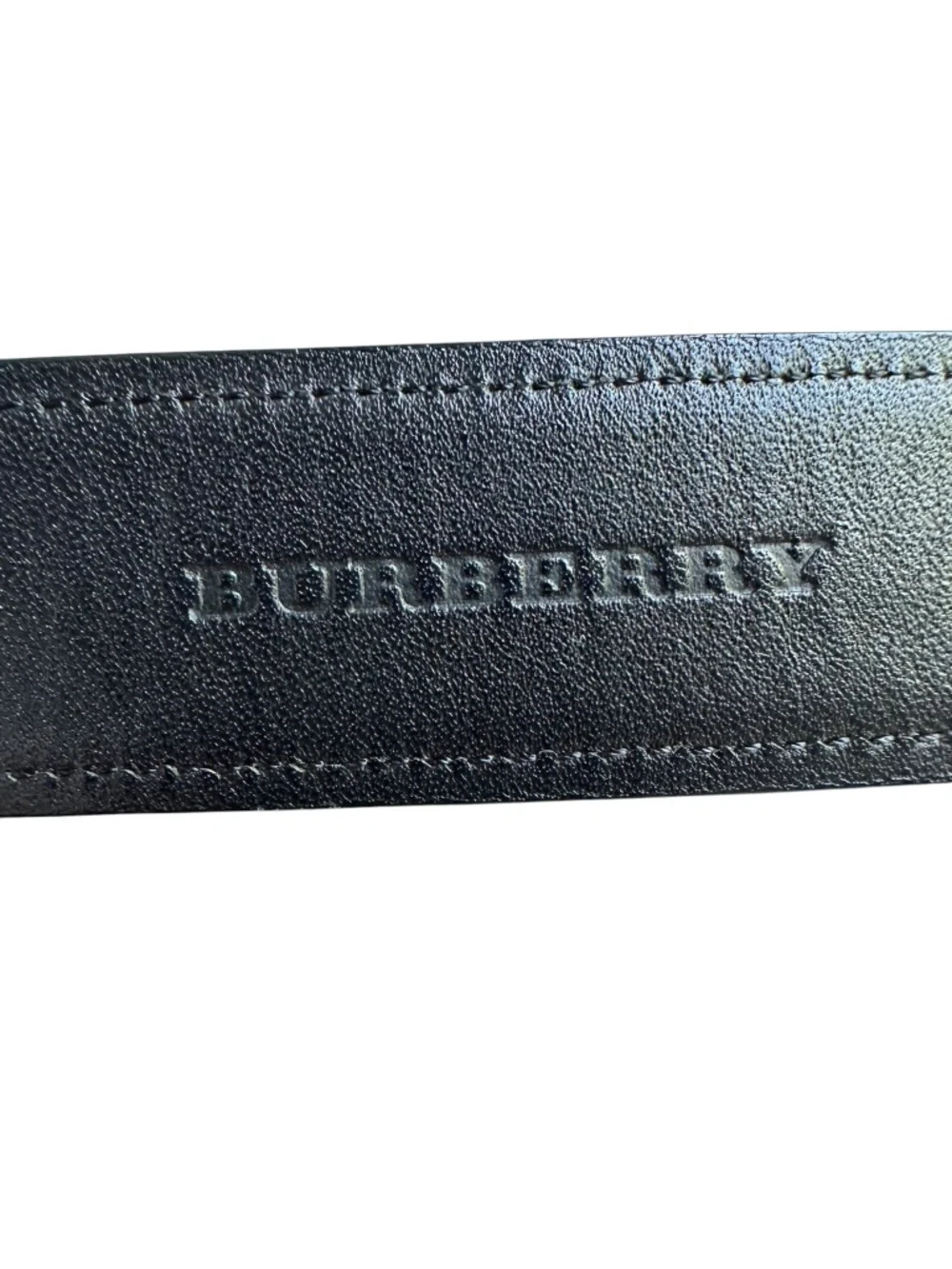 Genuine BURBERRY Logo Black Leather Men Dress Belt XL Adjustable Reversible